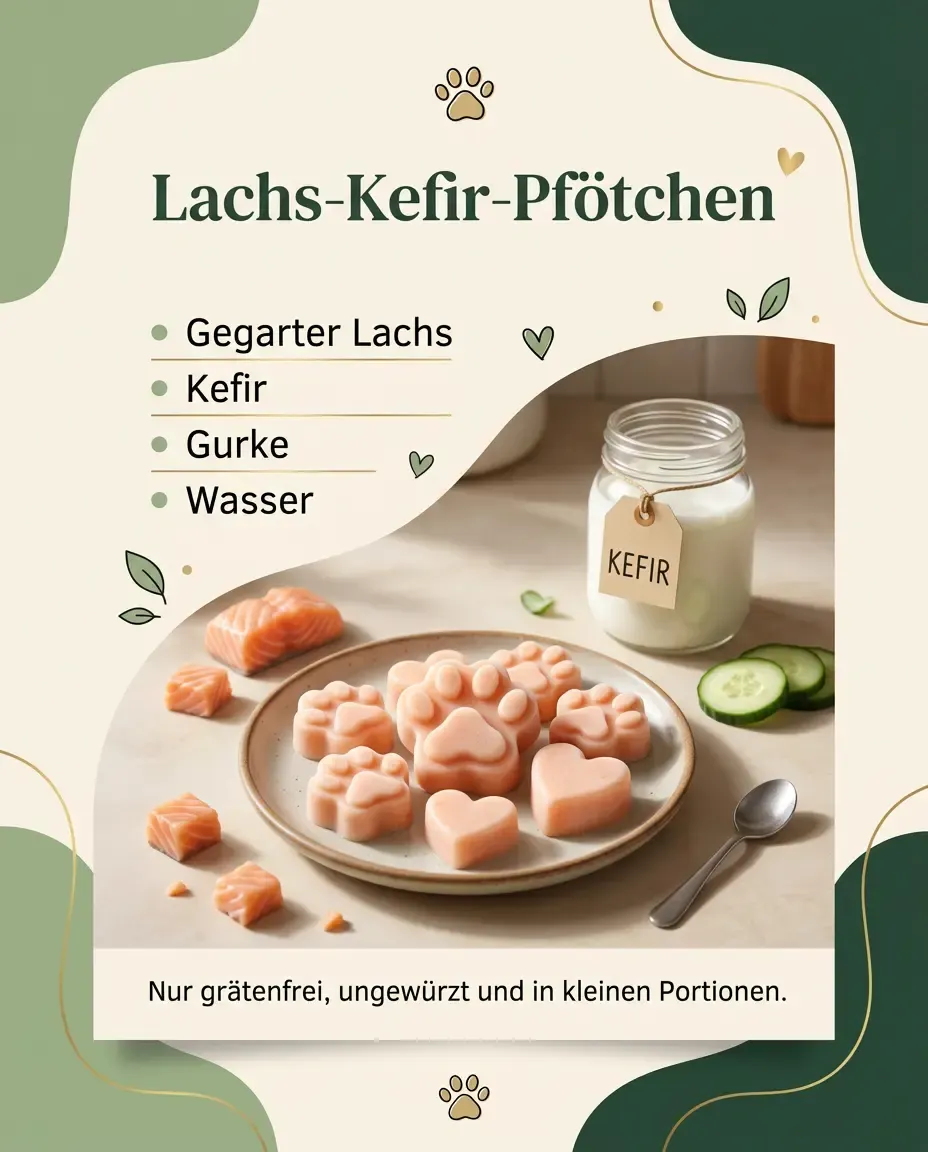 Lachs-Kefir-Pfötchen – herzhaftes Hundeeis selber machen mit Lachs und Gurke